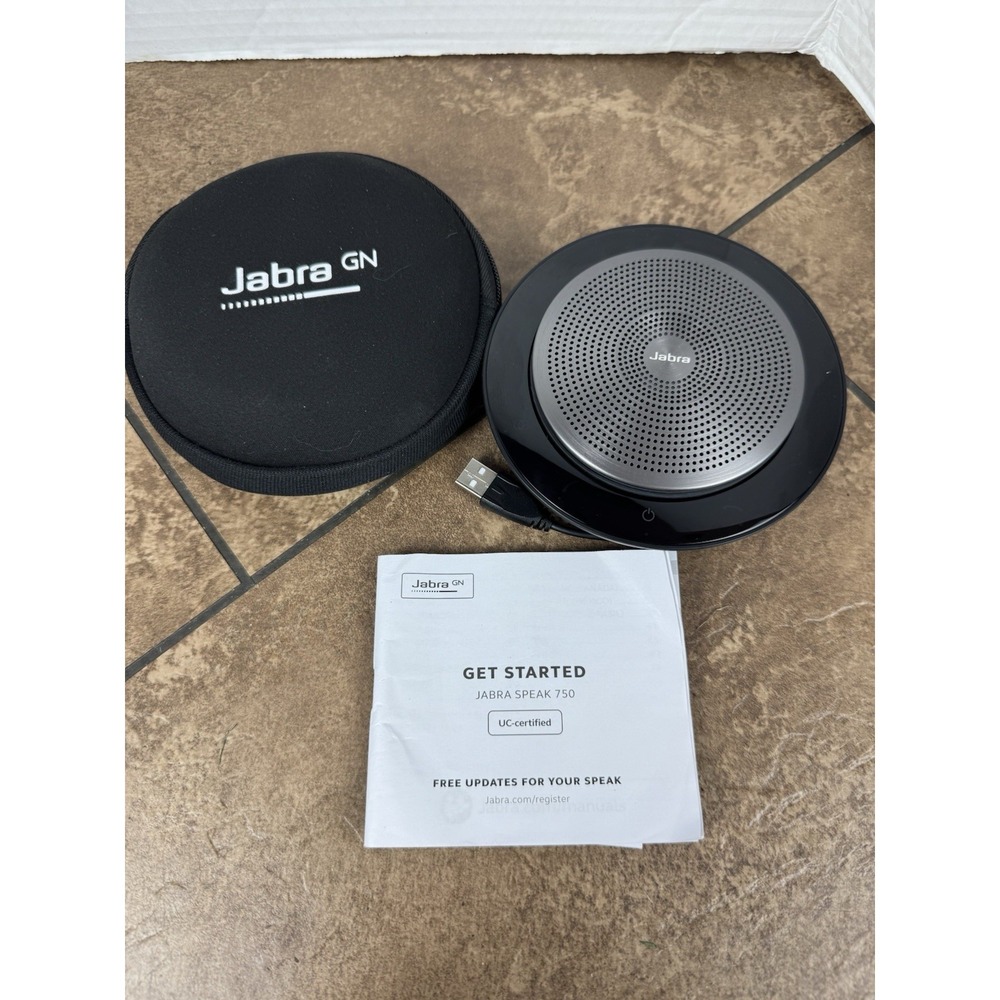 Jabra Speak 750 Bluetooth Conference Speakerphone W/ Case And USB Dongle WORKS